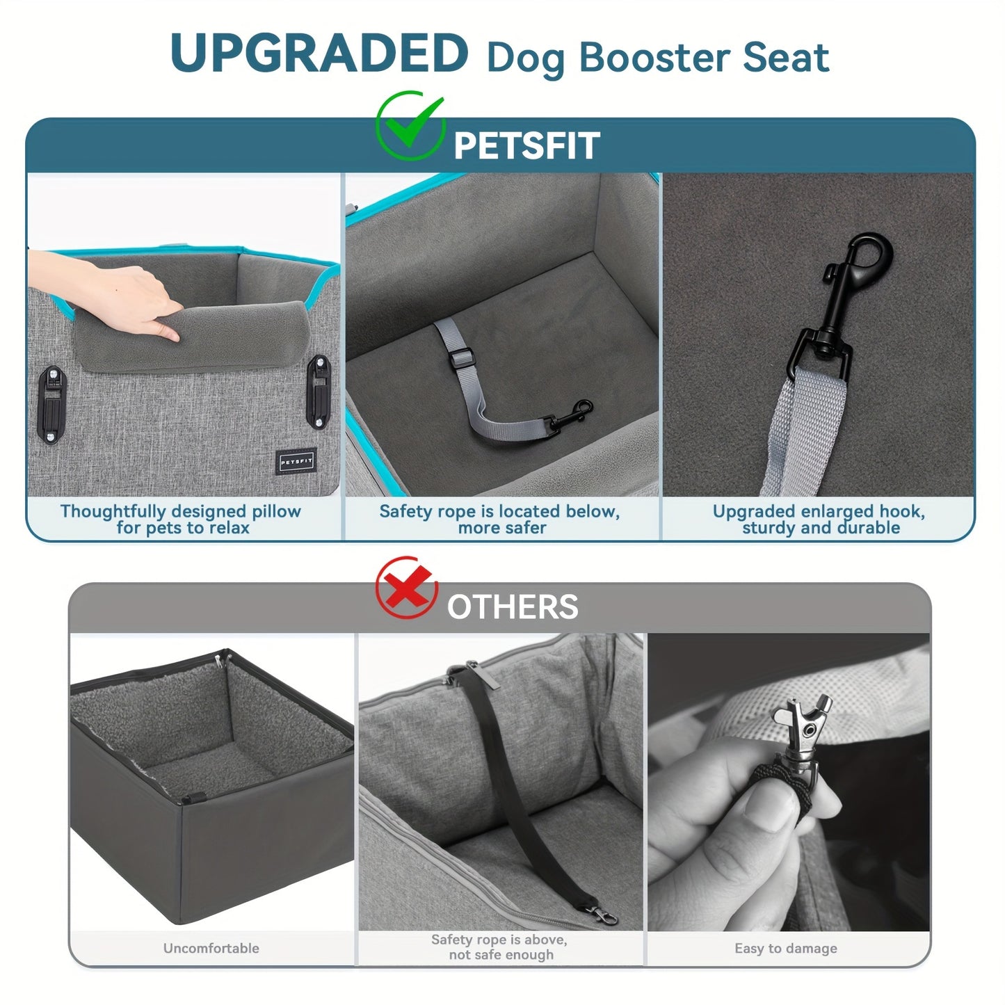 Petsfit Portable Dog Car Seat with Safe Buckles and Leash