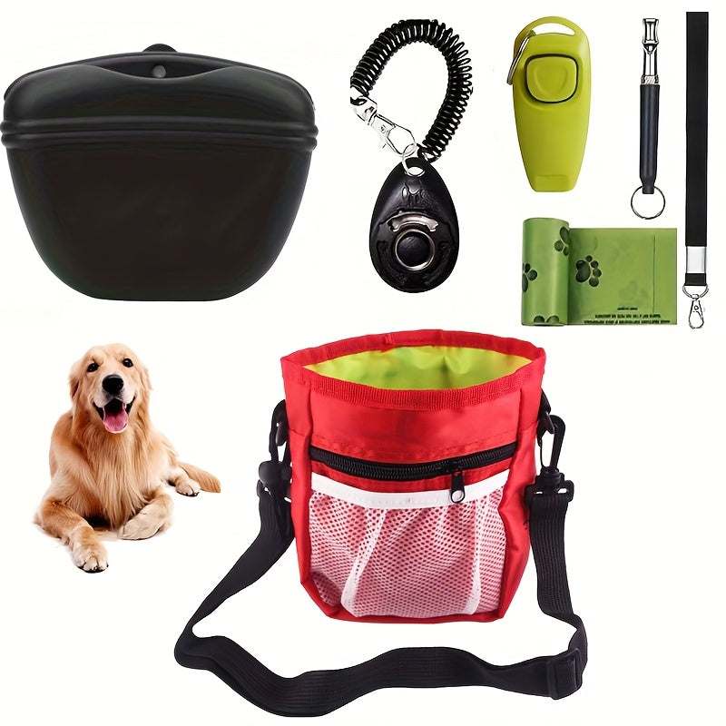 1set Dog Training Kit, Pet Training Waist Bag, 2 Puppy Training Clickers, Soundwave technology Silent Whistle, 2-in-1 Whistle Clicker, Dog Waste Bags