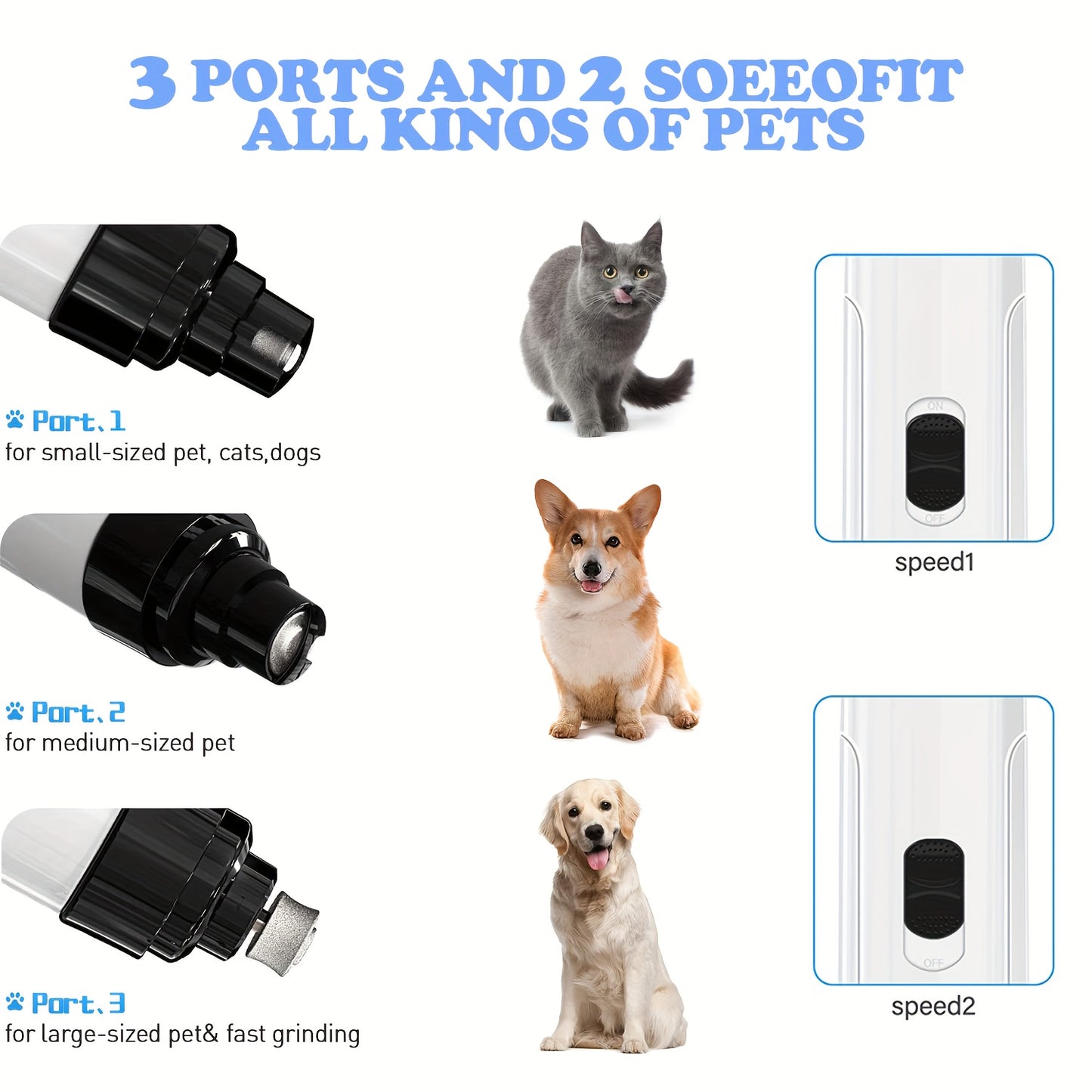 Pet Nail Trim Set Electric Grinder for Dogs and Cats