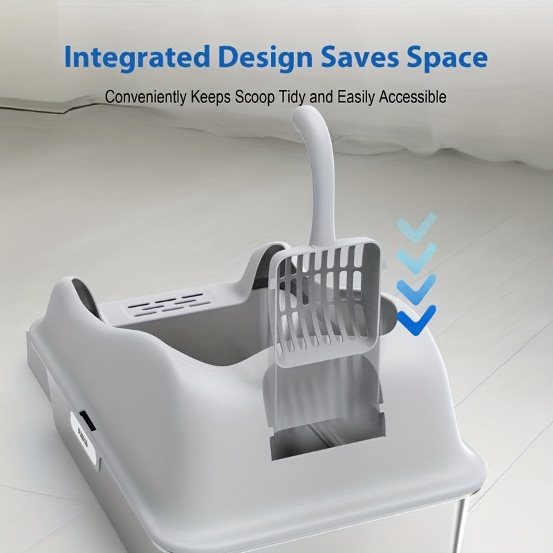 Stainless Steel Enclosed Cat Litter Box With High Edge Leakproof