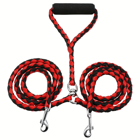 Dual Dog Leash with 360 Degree Swivel and Padded Handle