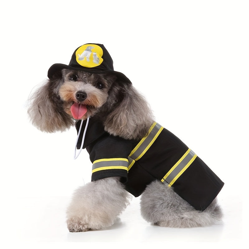 Funky Firefighter Dog Costume For Pets Halloween Fun