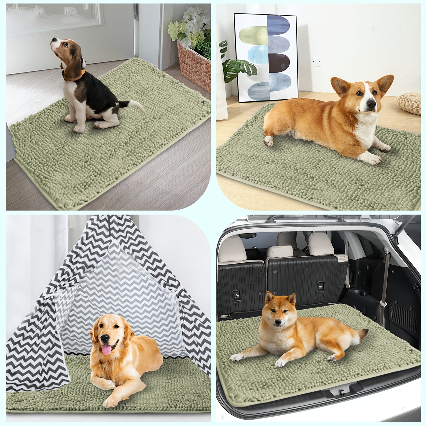 NIUBYAB Highly Absorbent Microfiber Dog Mat Non Slip Washable