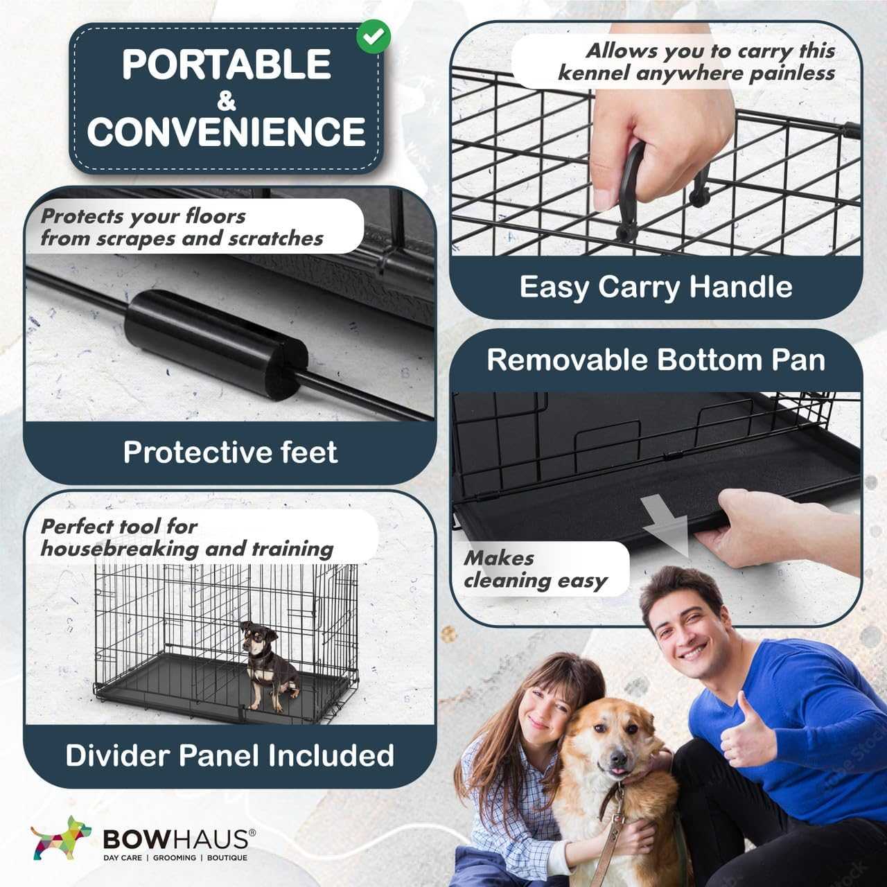 CAPHAUS Foldable Dog Crate With Divider And Leakproof Pan