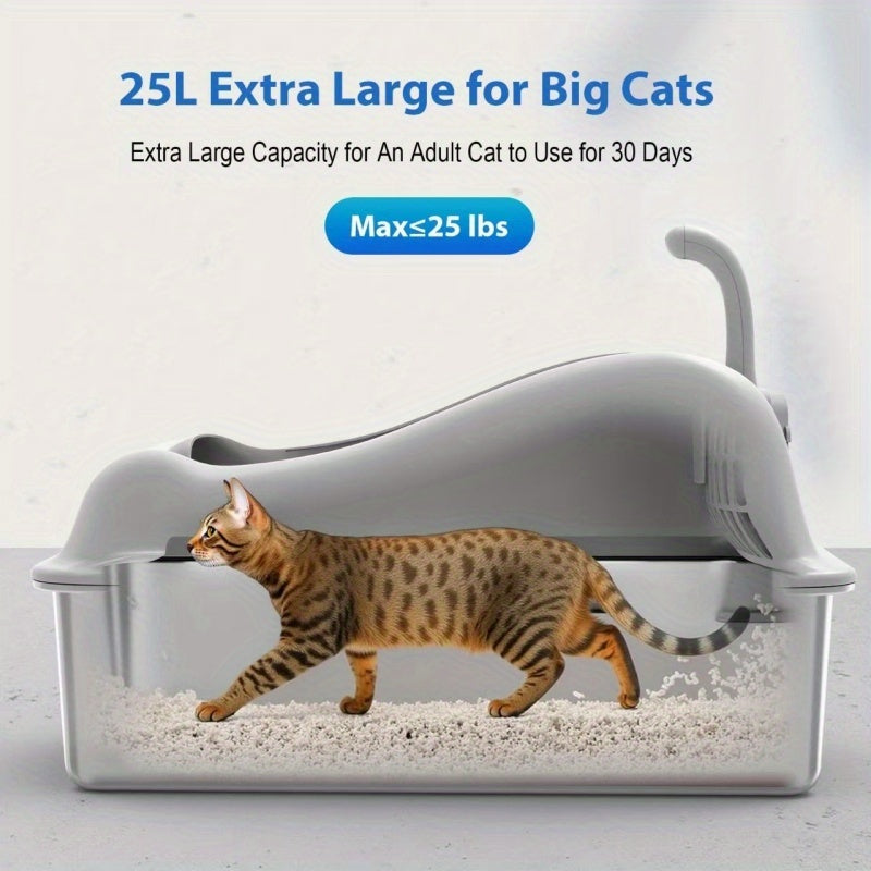 Stainless Steel Enclosed Cat Litter Box With High Edge Leakproof