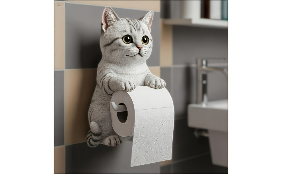 Self Adhesive 3D Printed Resin Cat Toilet Paper Holder