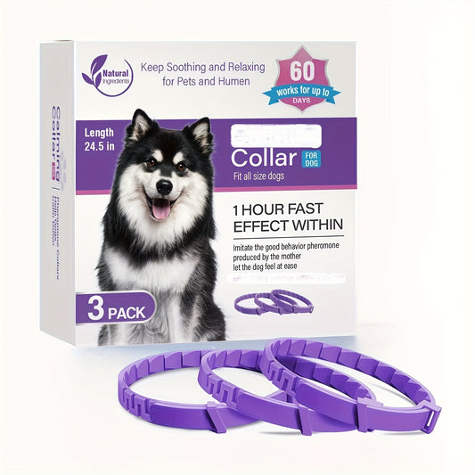 3 Pack Adjustable Dog Calming Pheromone Collars For Anxiety Relief