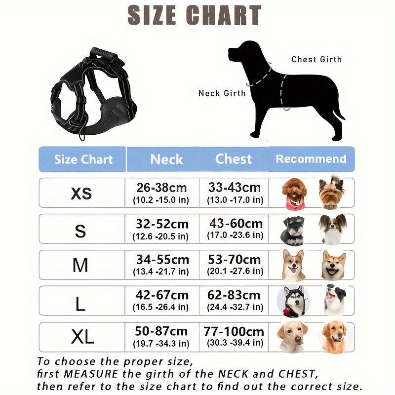 Adjustable Reflective No Choke No Pull Dog Harness With Leash