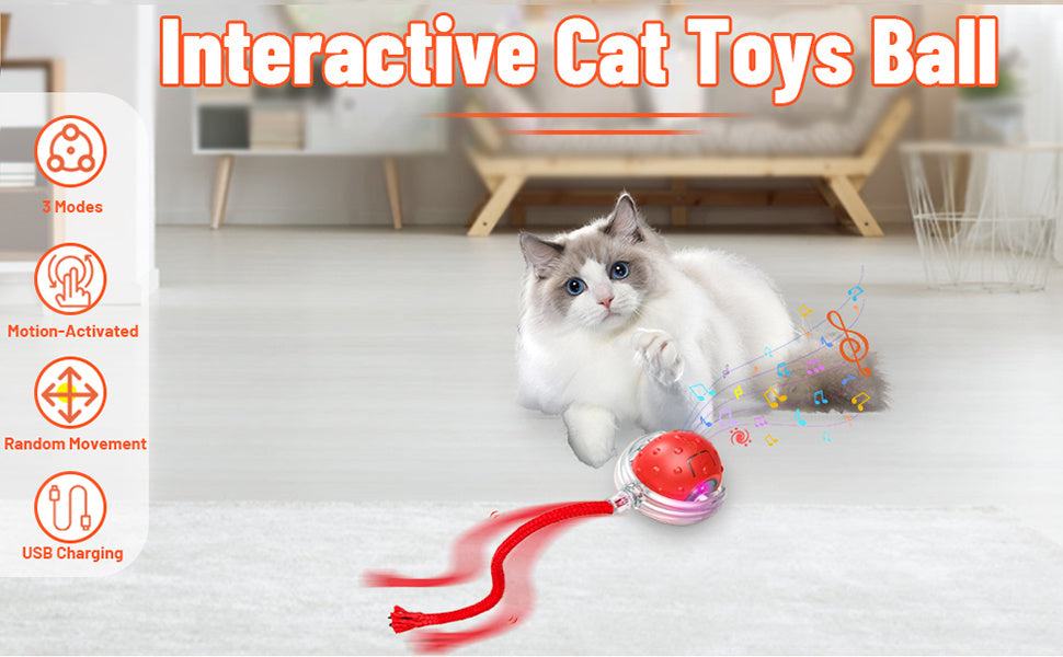 1/2/3pcs Automatic 360° Rolling Pet Balls (Red, Gray, Green), USB Rechargeable With LED Lights, Teething Relief, Durable Plastic, For Kittens & Dogs, Interactive Toys, Easter & Patriot Day Gifts
