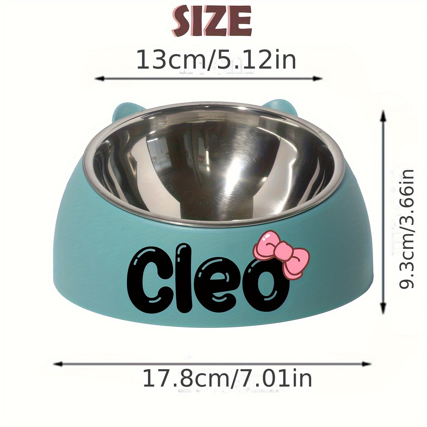 Customizable Stainless Steel Cat Bowl With Personalized Name