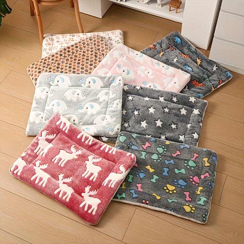 Ultra Soft Polyester Velvet Cartoon Animal Pattern Dog Mat
