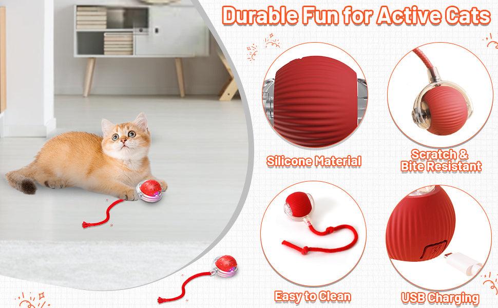 1/2/3pcs Automatic 360° Rolling Pet Balls (Red, Gray, Green), USB Rechargeable With LED Lights, Teething Relief, Durable Plastic, For Kittens & Dogs, Interactive Toys, Easter & Patriot Day Gifts