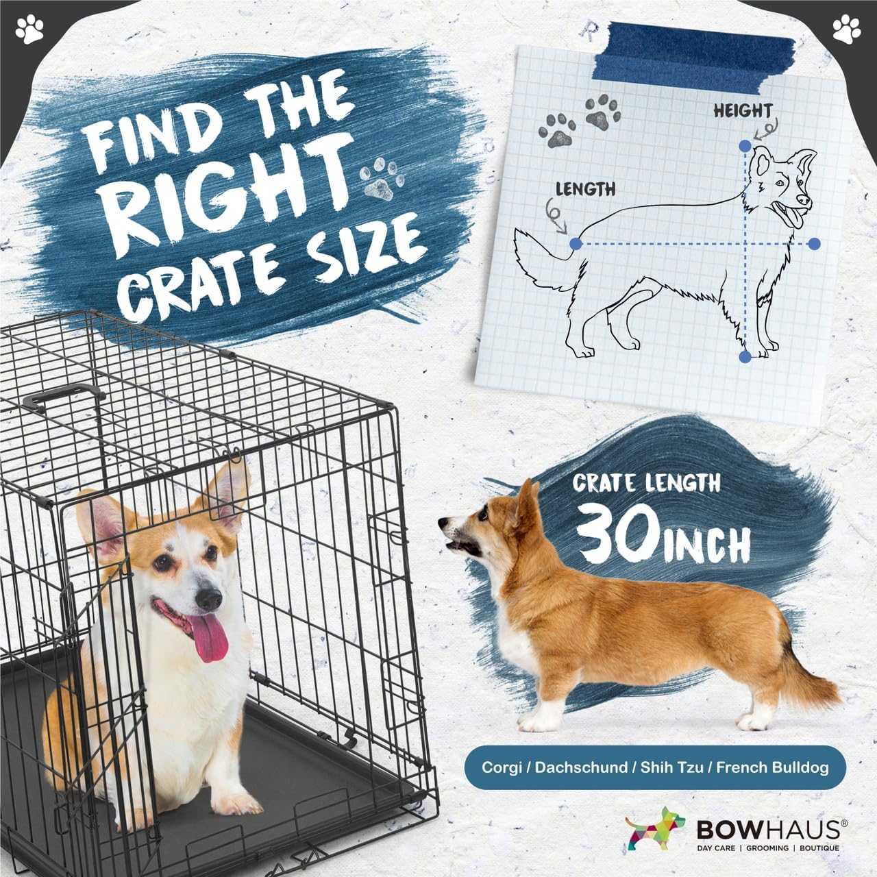 CAPHAUS Foldable Dog Crate With Divider And Leakproof Pan