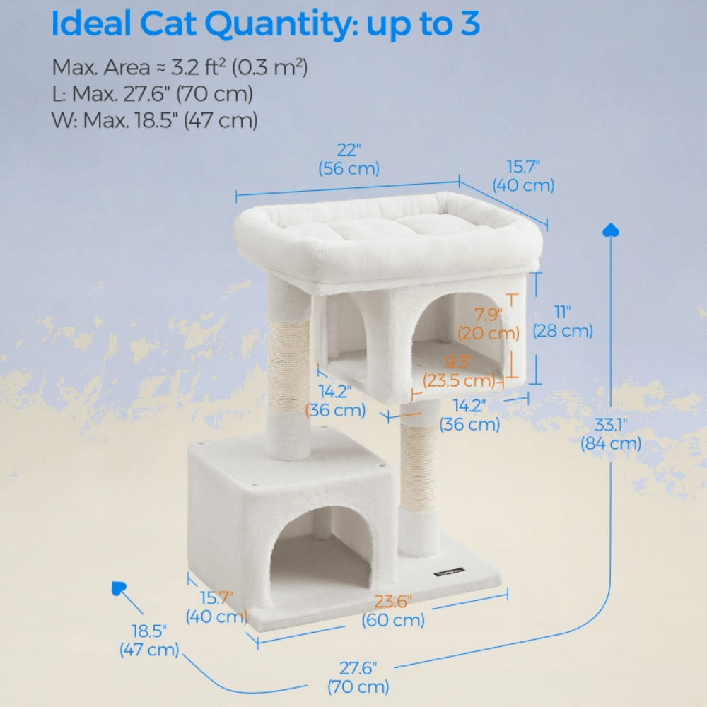 Premium Cat Tree With Two Caves For Large Indoor Cats