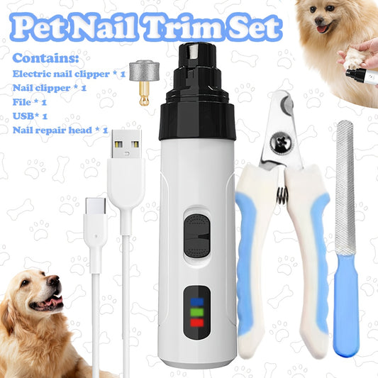 Pet Nail Trim Set Electric Grinder for Dogs and Cats