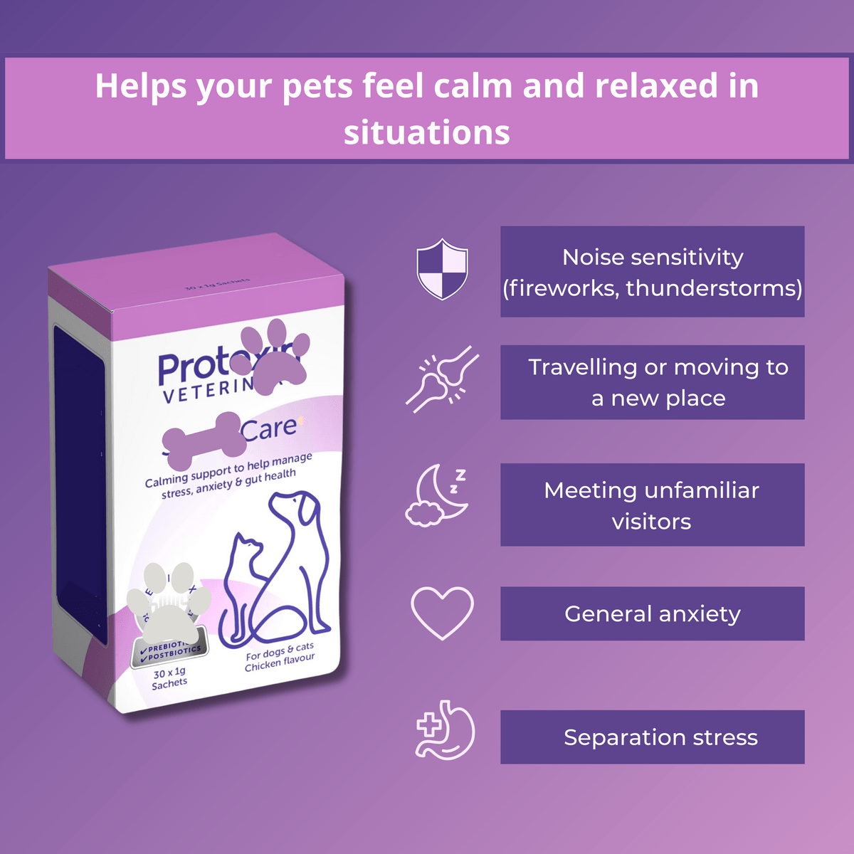 Calming Supplement Sachets For Dogs And Cats Anxiety Relief