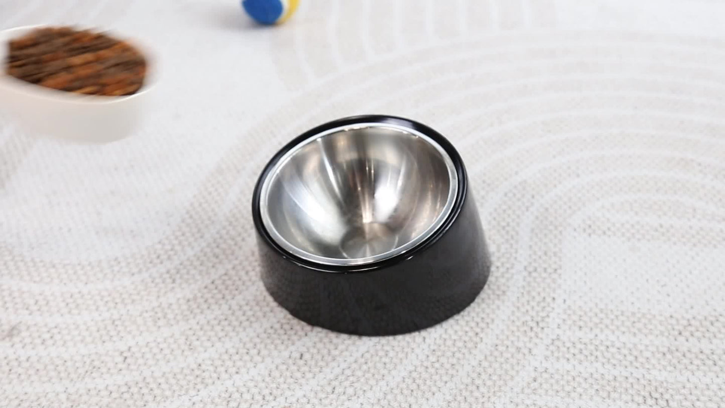 Slanted Dog Bowl Stainless Steel Non Slip Melamine Stand