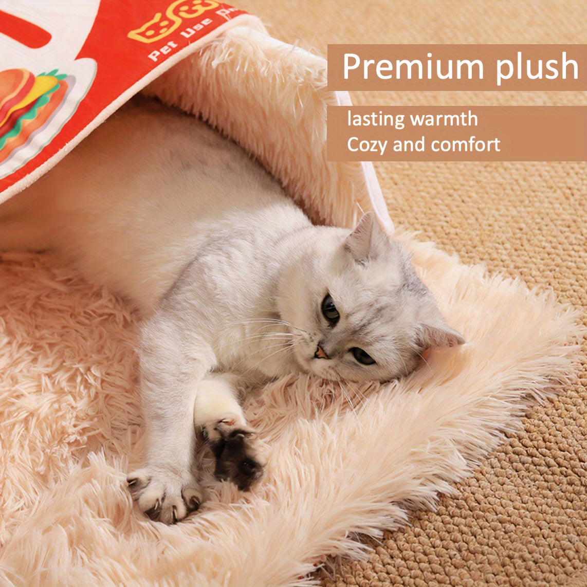 Rectangular Fully Enclosed Cat Bed All Seasons Warm Home