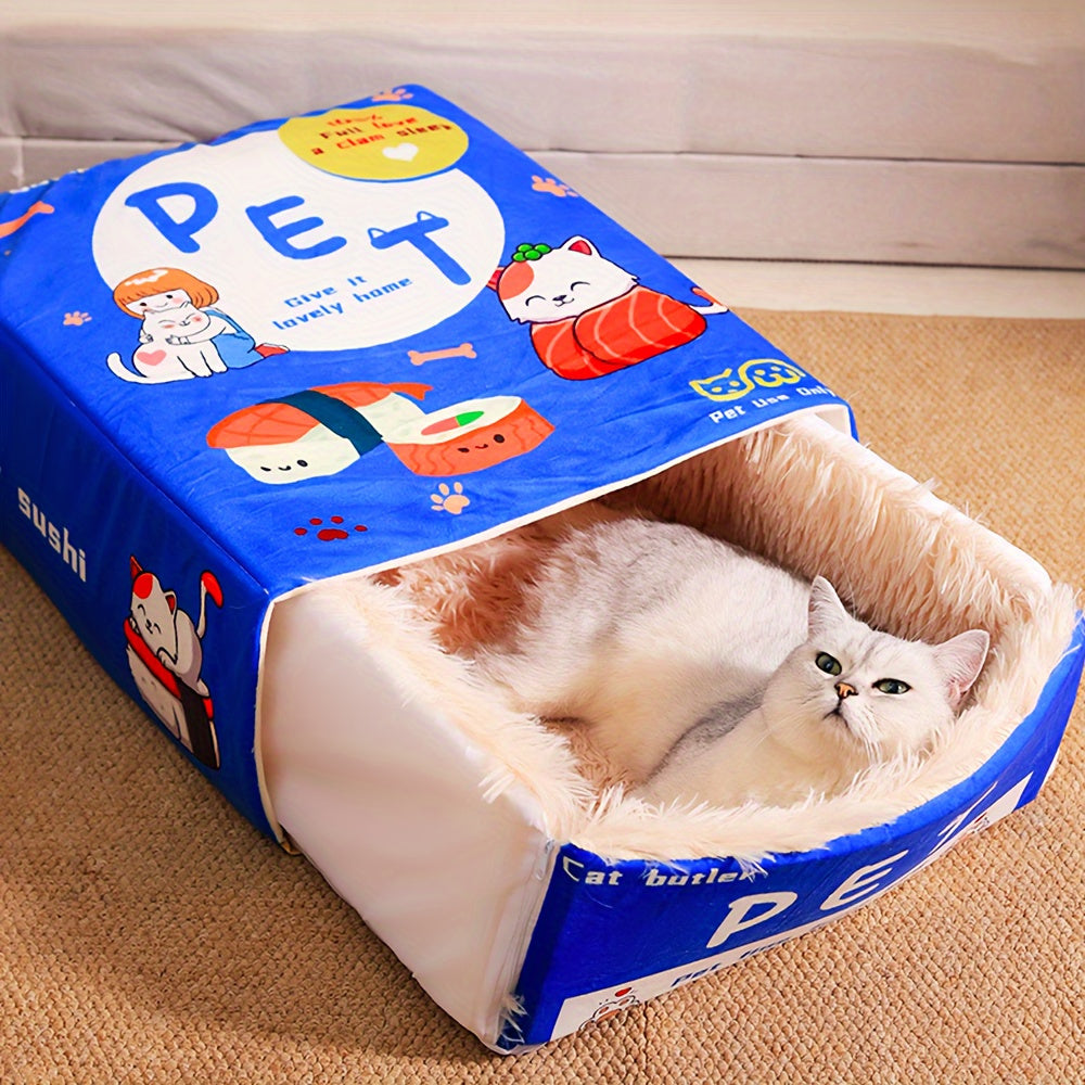 Rectangular Fully Enclosed Cat Bed All Seasons Warm Home