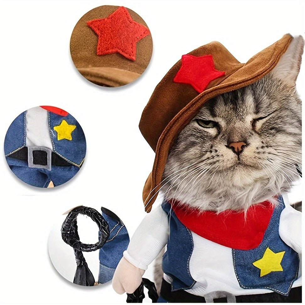 Cute Cowboy Pet Costume For Dogs And Cats Pullover
