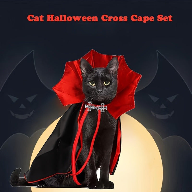 Halloween Pet Vampire Costume For Cats or Small Dogs Polyester