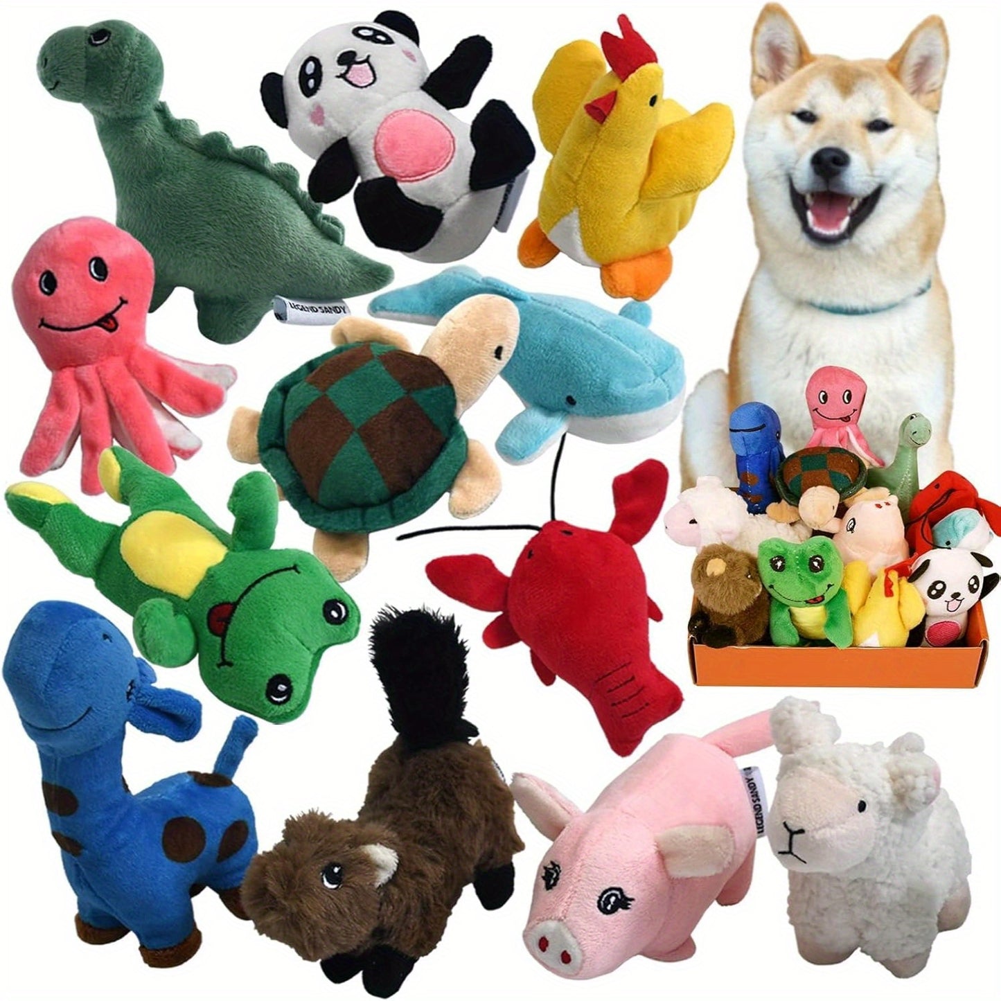 Squeaky Plush Dog Toy Pack for Happy Playtime Fun