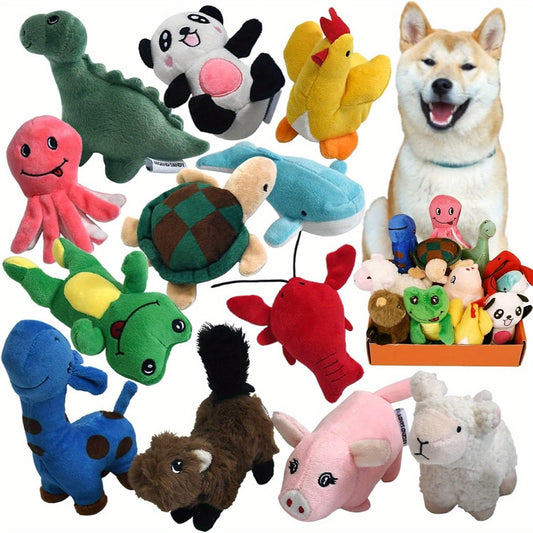 Squeaky Plush Dog Toy Pack for Happy Playtime Fun
