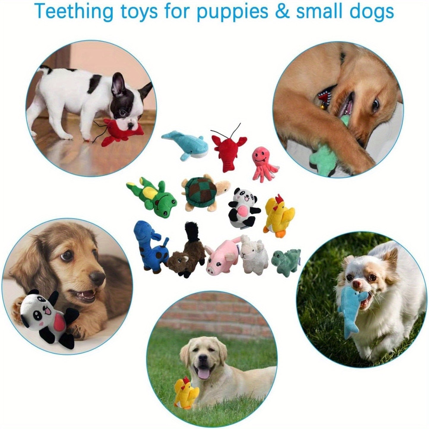 Squeaky Plush Dog Toy Pack for Happy Playtime Fun