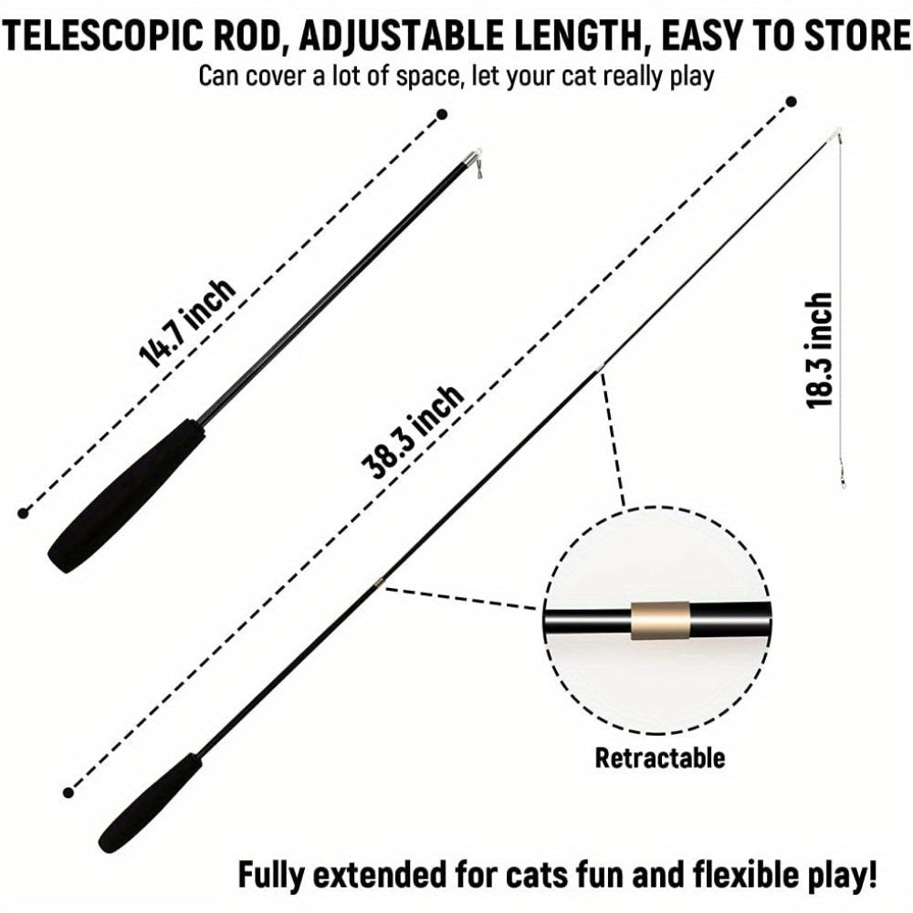 Cat Wand Toy Cat Fishing Pole Retractable Interactive Toy