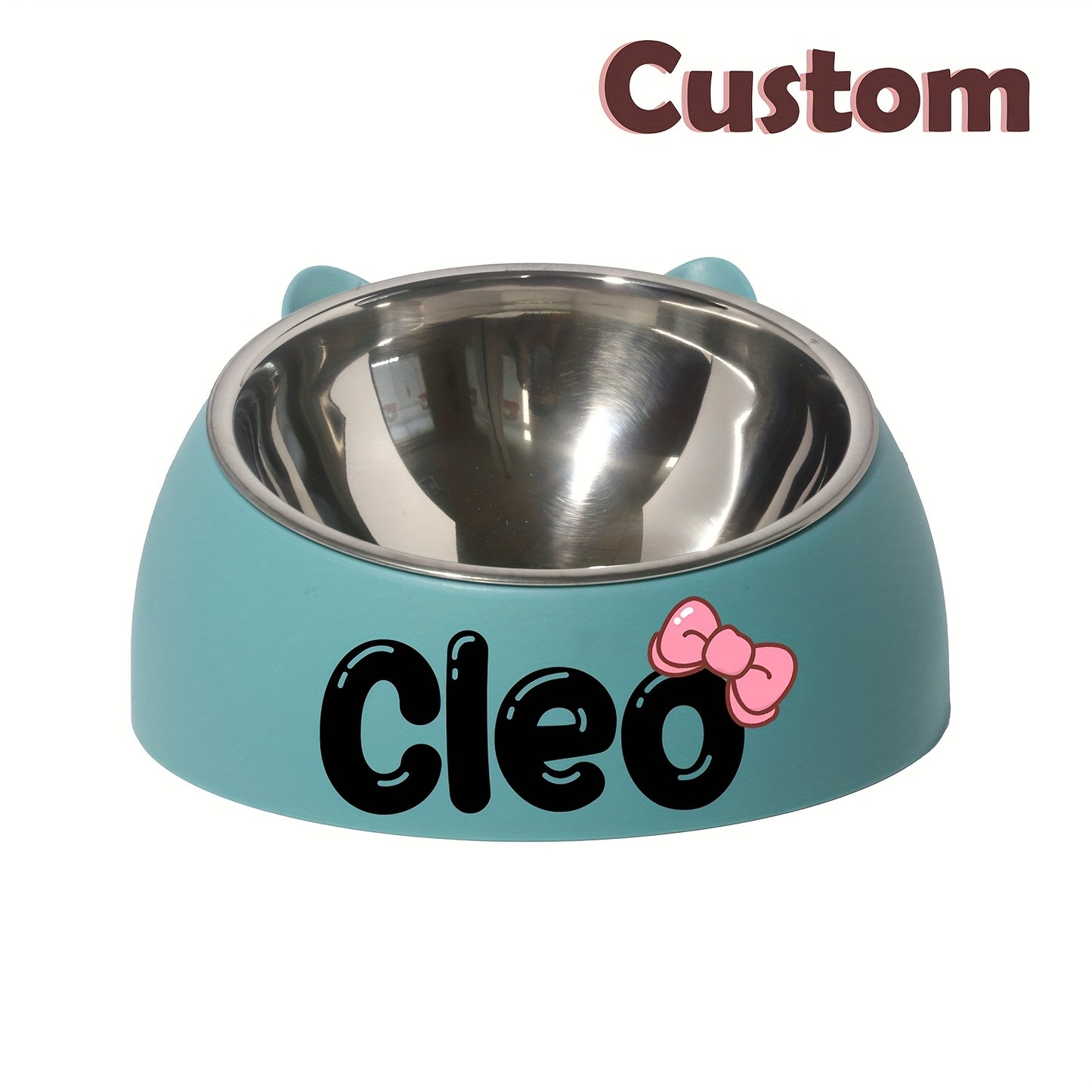 Customizable Stainless Steel Cat Bowl With Personalized Name