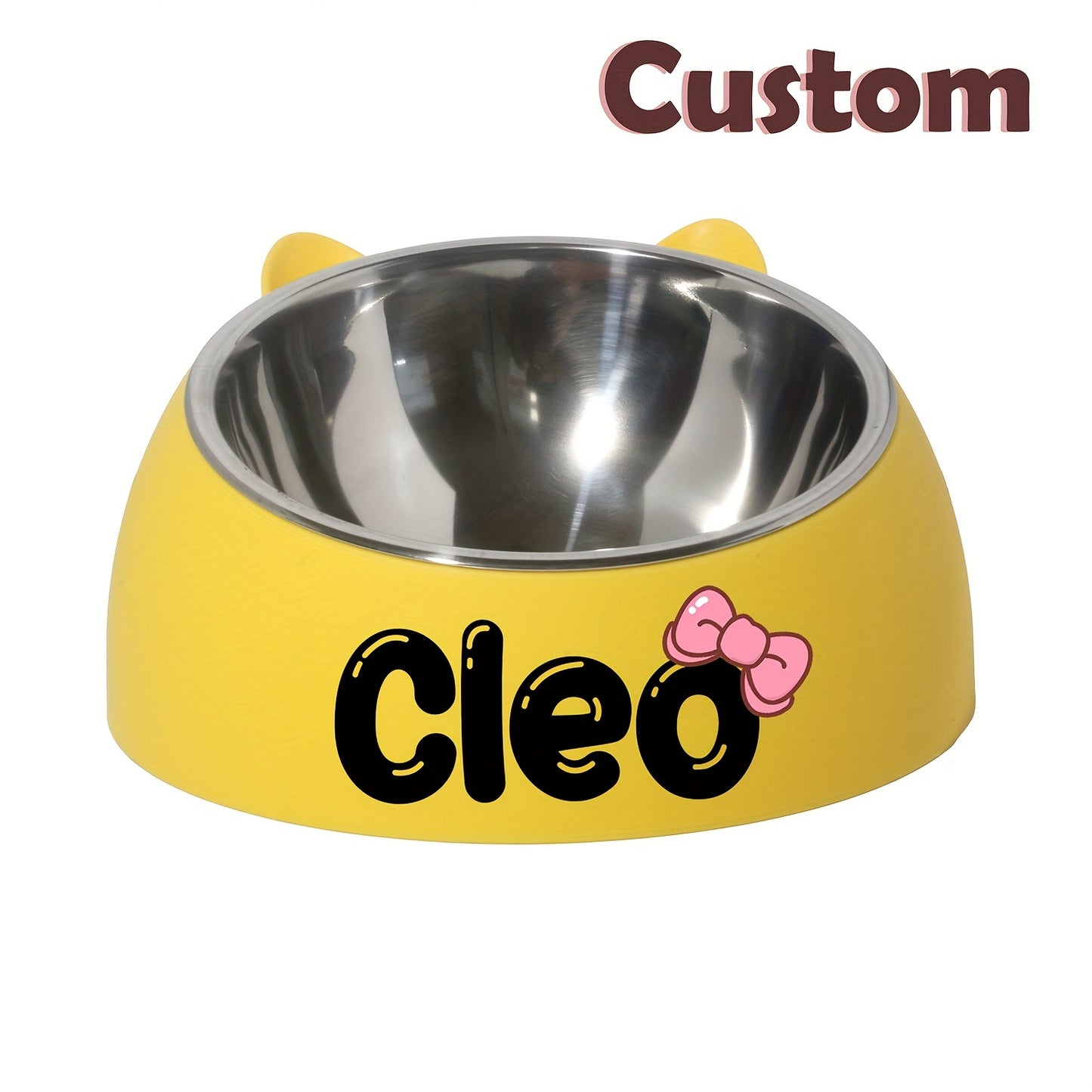 Customizable Stainless Steel Cat Bowl With Personalized Name