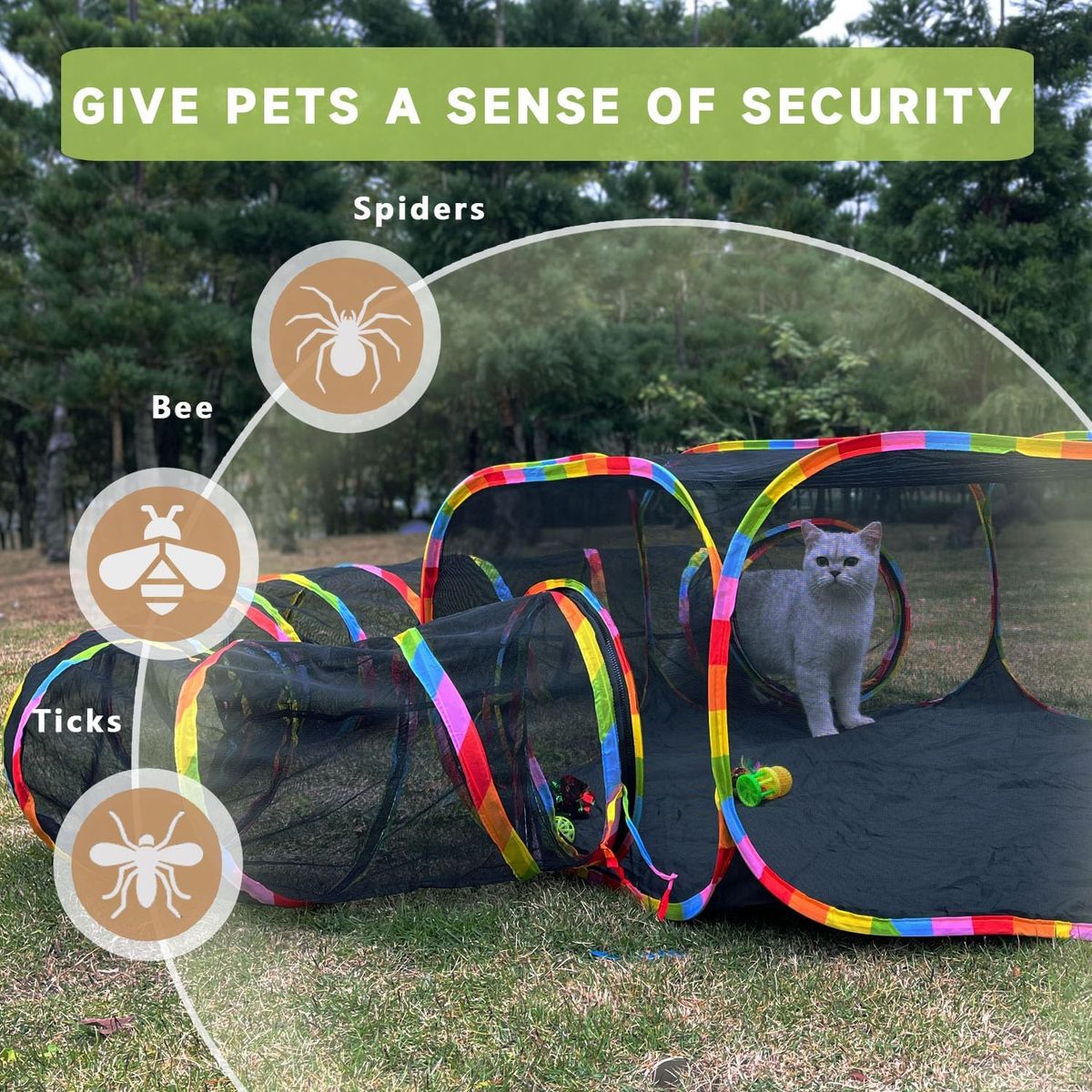 Lig Portable Outdoor Cat Playground With Mesh Tunnel And Playpen