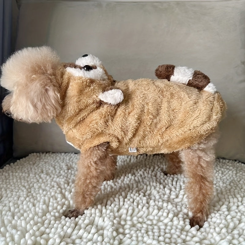 Plush Hooded Pet Costume Snap Button For Cats And Dogs