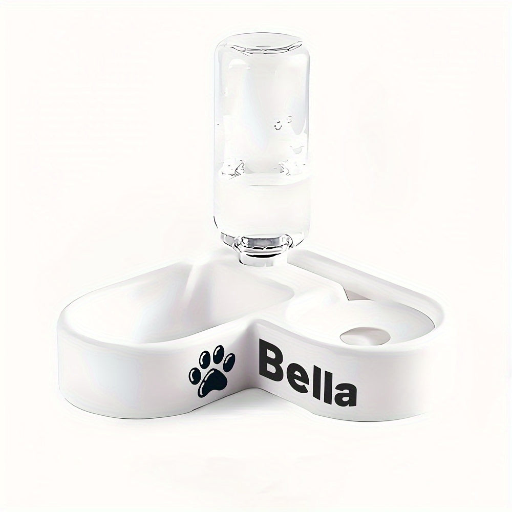 Customizable Pet Double Bowl With Automatic Water Dispenser