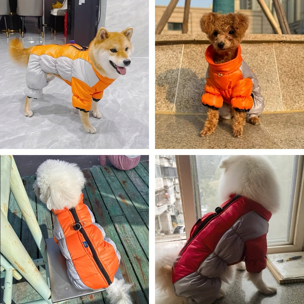 Pet Thermal Insulated Reflective Four Legged Dog Jacket For Small Dogs