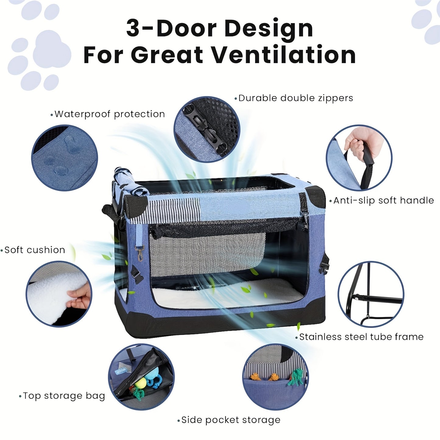 Nomipaw Soft Collapsible Dog Crate for Indoor Outdoor Durable Mesh