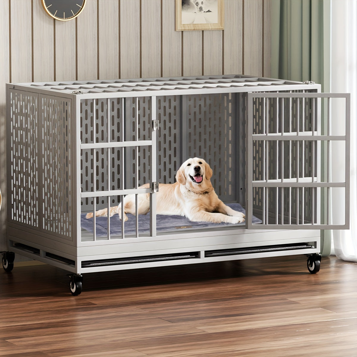 SNUOWUDog Heavy Duty Dog Crate With Wheels