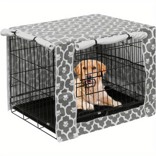 Gray Soles Dog Crate Cover Universal Fit Durable Polyester