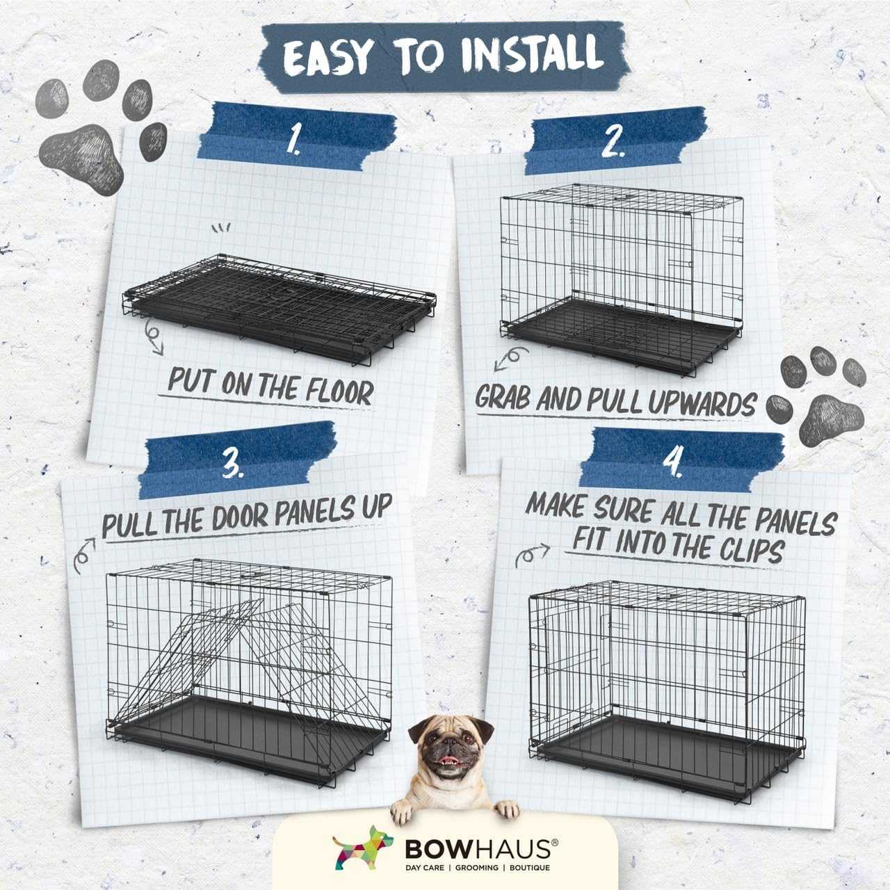 CAPHAUS Foldable Dog Crate With Divider And Leakproof Pan