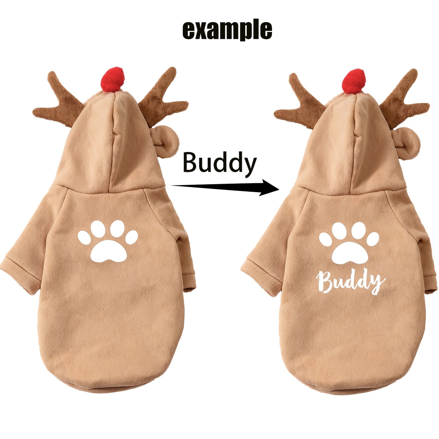 Christmas Dog Hoodie Reindeer Hat Design Pet Sweatshirt