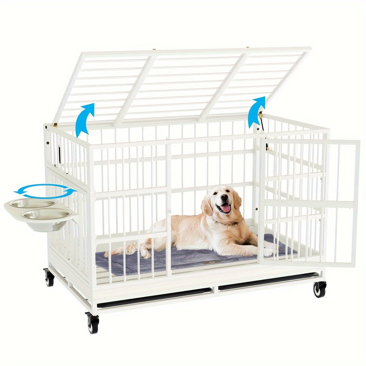 SNUOWUDog Heavy Duty Dog Crate With Wheels