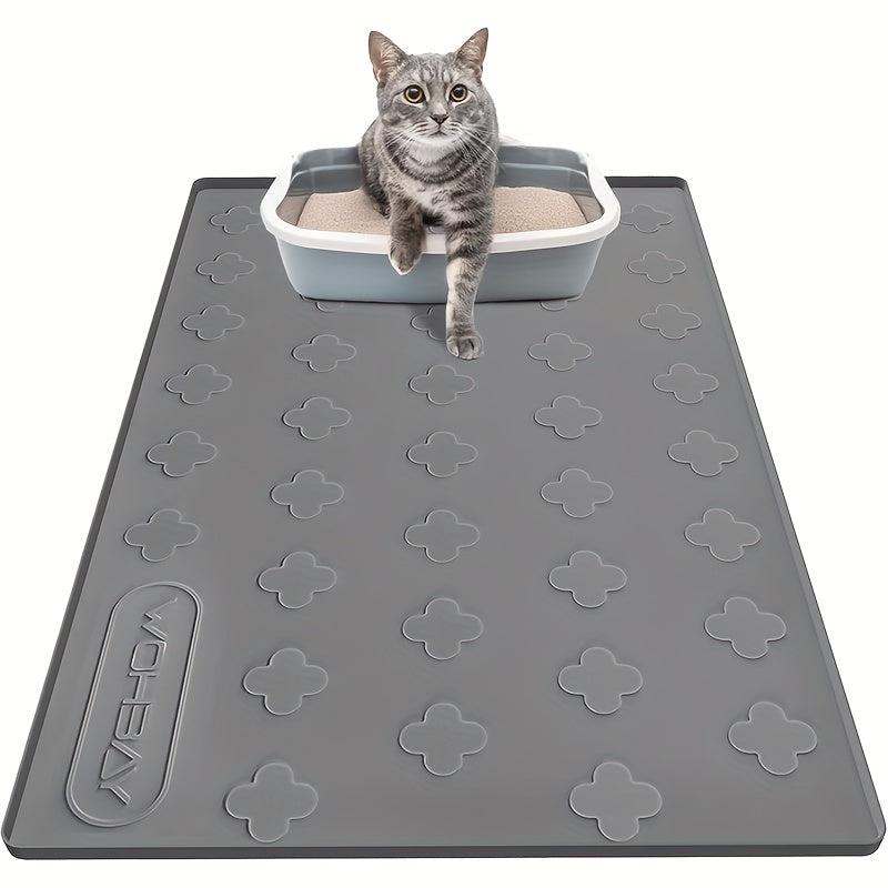 Washable Silicone Cat Litter and Food Mat for Easy Cleanup