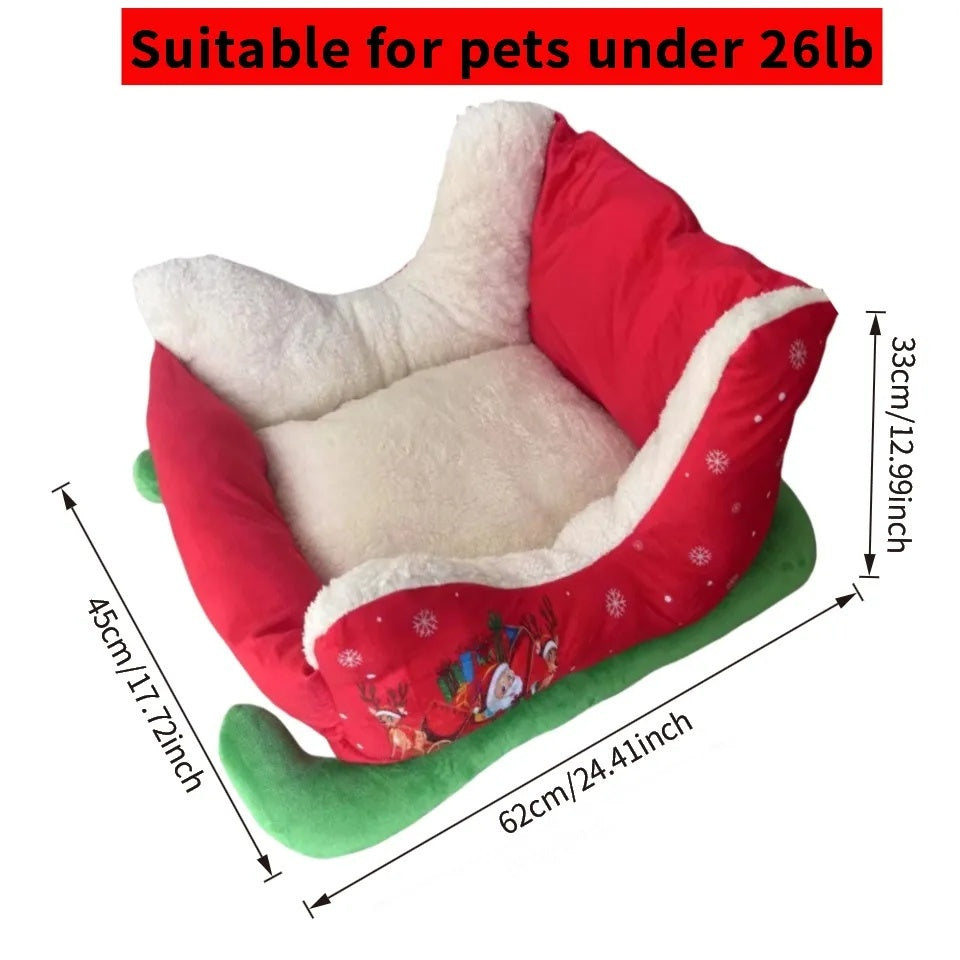 [Christmas Gift] Modern Christmas Cat Bed Winter Warm Nest, Sleigh Cat Bed for Dogs and Cats, Perfect Gift for Pet Lovers - Suitable for Small to Medium Dogs and Cats, Soft Washable, Non-Slip Bottom - Ideal Choice