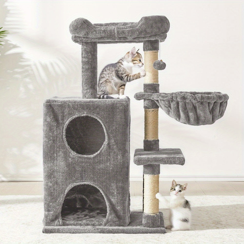 Multi-Level Cat Tower with Scratching Posts and Hammocks