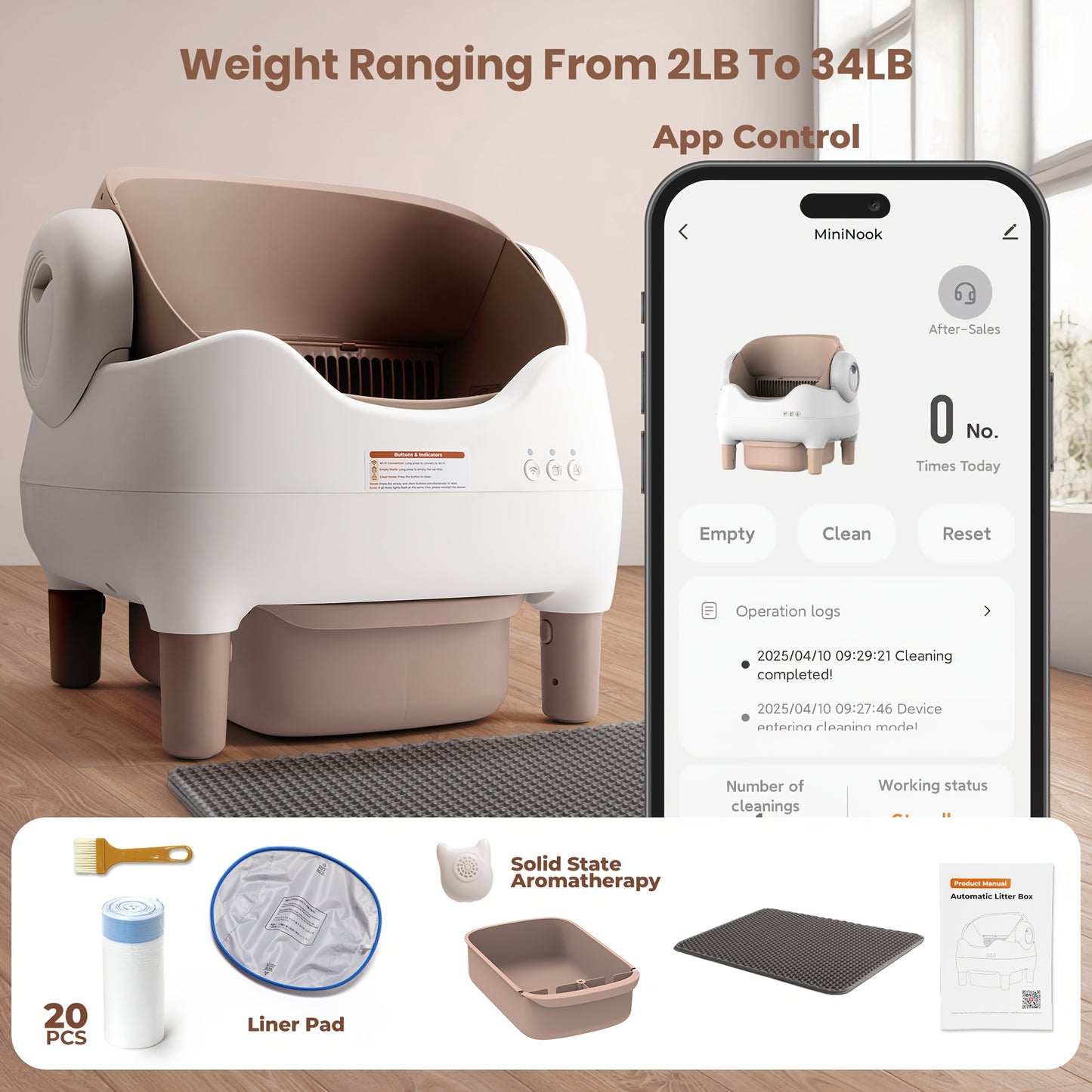 Smart Auto Self Cleaning Cat Litter Box With App Control