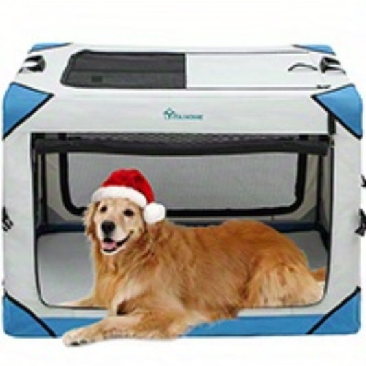 Collapsible 4 Door Portable Dog Crate for Indoor Outdoor Travel