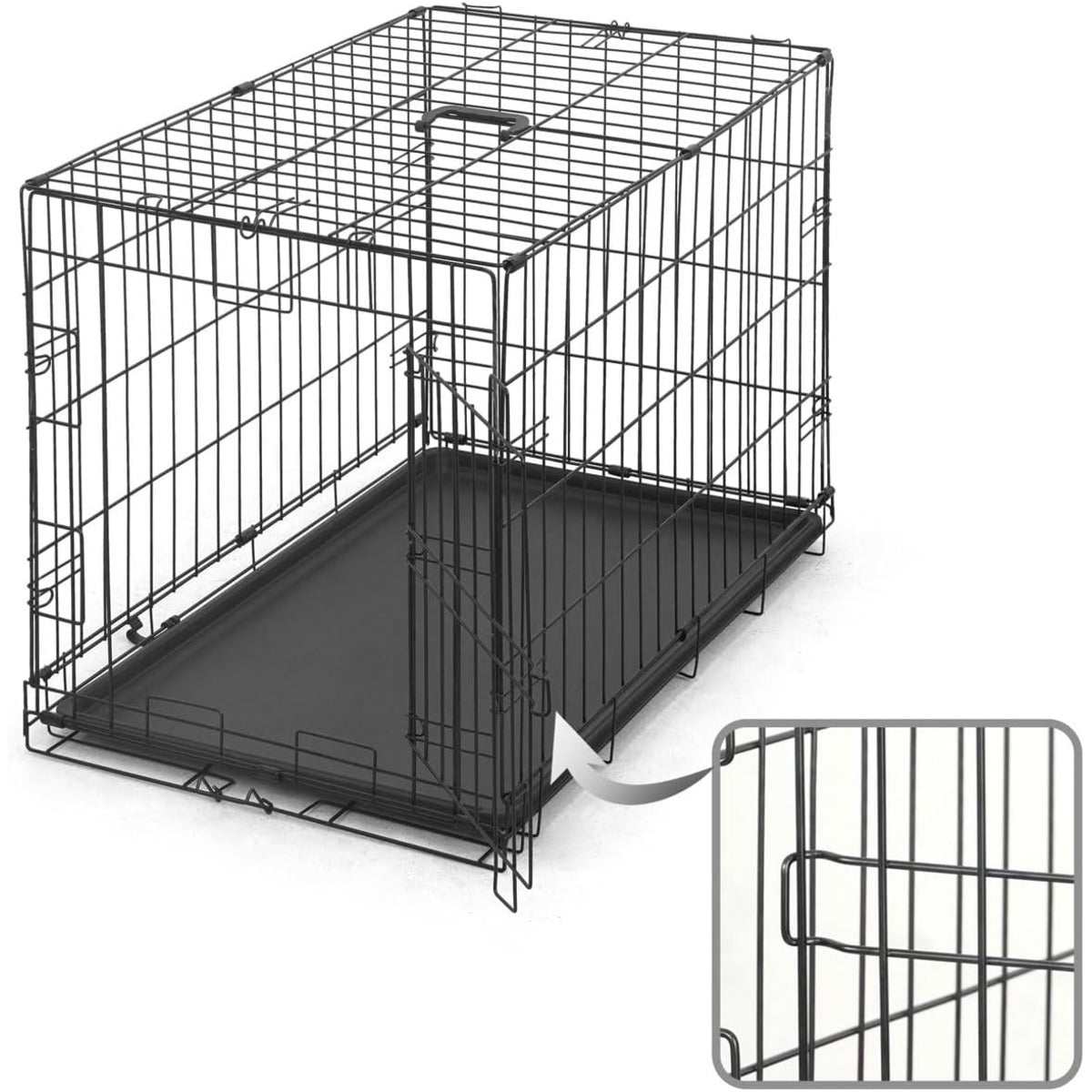 CAPHAUS Foldable Dog Crate With Divider And Leakproof Pan