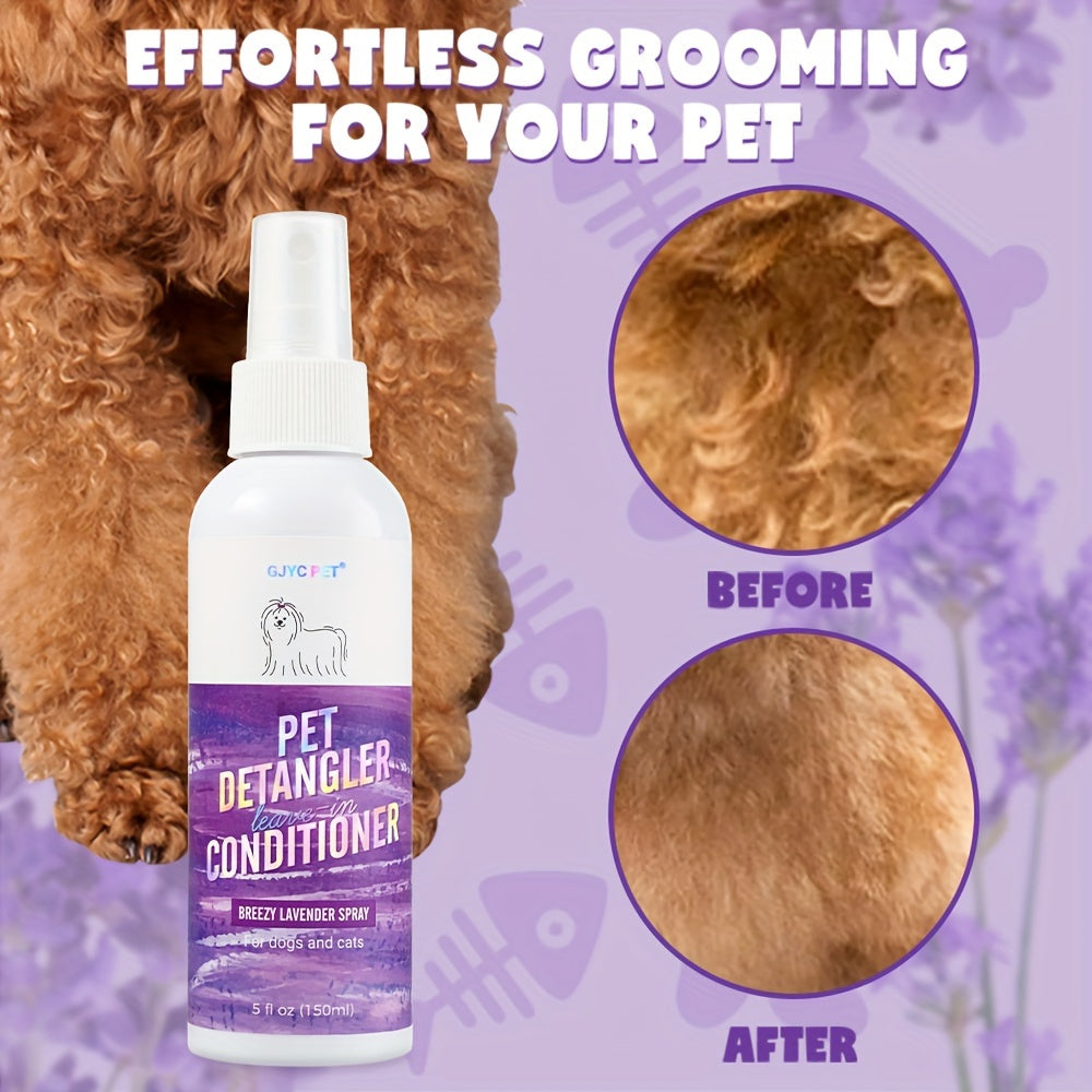 Dog Detangler Spray Leave-In Conditioner for Smooth and Tangle-Free Fur
