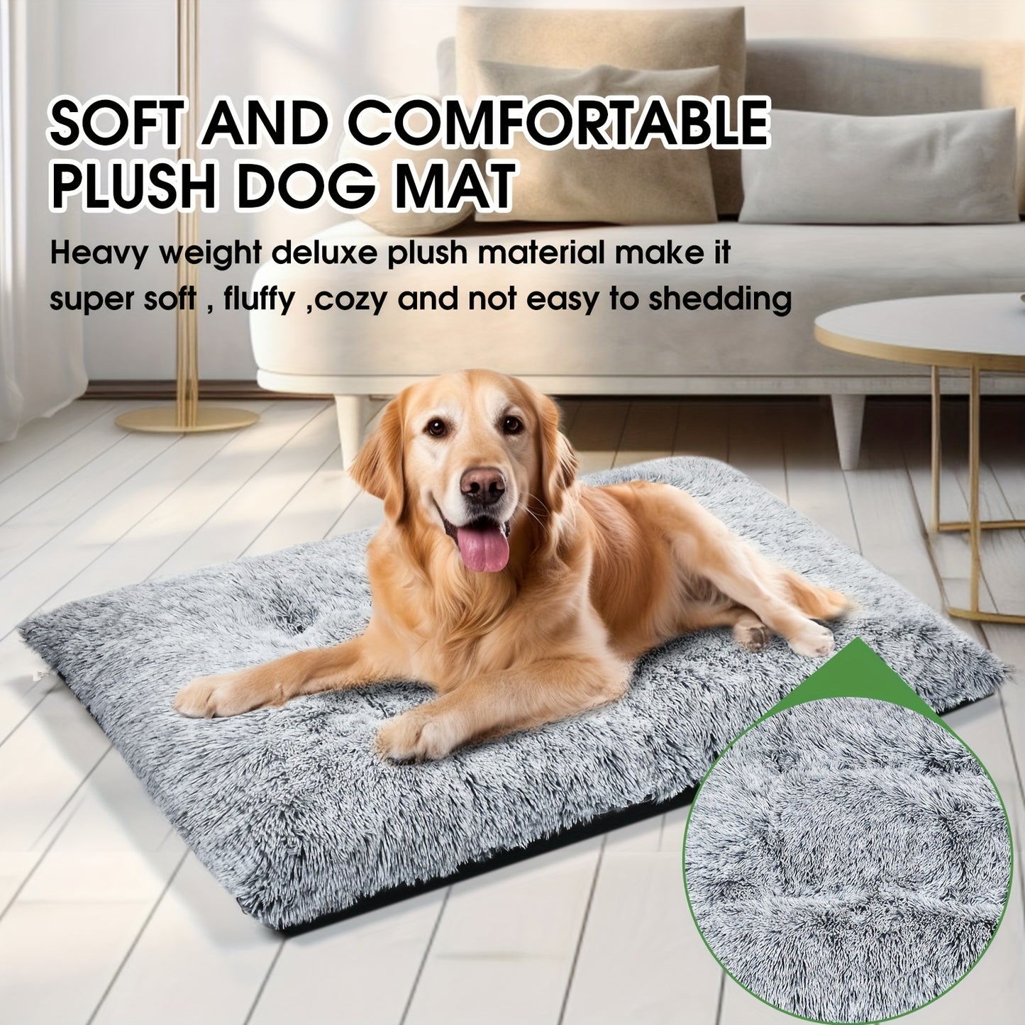 Plush Soft Dog Bedstead Anti Slip Crate Mat For Pets