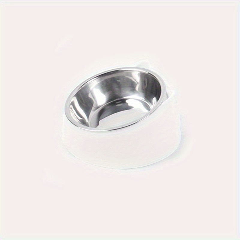 Slanted Anti Spill Cat Bowl Stainless Steel Plastic